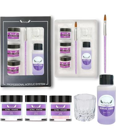 Anself Acrylic Nail Kit Acrylic Powder & Liquid Set with Nail Brush 3 Colors Nail Powder Kit for Beginners Nail Art DIY Nail Beauty Tools - Buy Online on SooperMarket.com