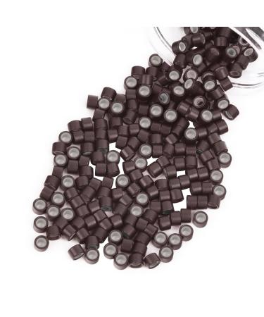 Vlasy 200Pcs 4mm Silicone Lined Micro Ring Beads for Hair Extensions 5Colors Apply (200Pcs Brown) Micro 4mm 200Pcs Brown