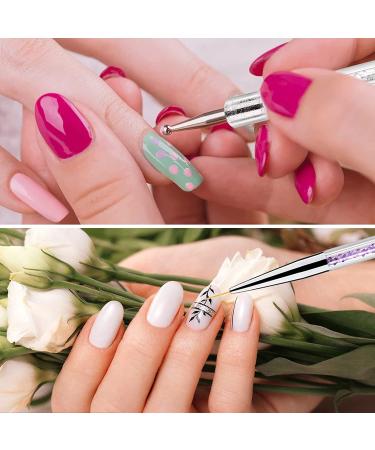 ANGENIL 5 Pcs Double Ended Nail Art Liner Brushes Set - Manicure Care Tool for Acrylic UV Gel, 3D Glitter, Dotting, and Painting - DIY Nail Designs - Buy Online on SooperMarket.com
