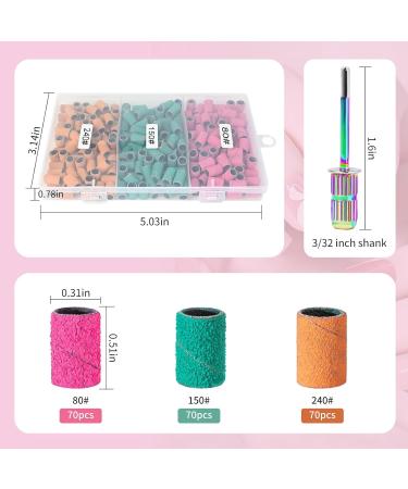 Sanding Bands for Nail Drill - KOYOPEPI 210Pcs #80#150#240 Grit Coarse & Fine Nail Bits in Orange Green Pink - International Shipping Available - Buy Online on SooperMarket.com