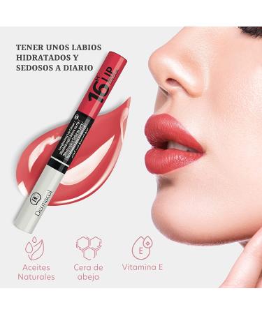 Dermacol 16-Hour Lip Colour: Highly Pigmented Glossy Lip Stain & Plumper Gloss in Cherry Red - 7.1 mL - Buy Online on SooperMarket.com