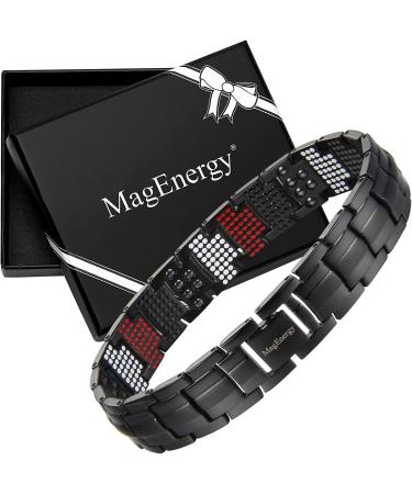 MagEnergy Pure Titanium Bracelet for Men - 4 Elements, 591pcs Minerals - Magnetic Bracelet for Anniversary, Christmas, Valentine's Day - Black - Buy Online on SooperMarket.com
