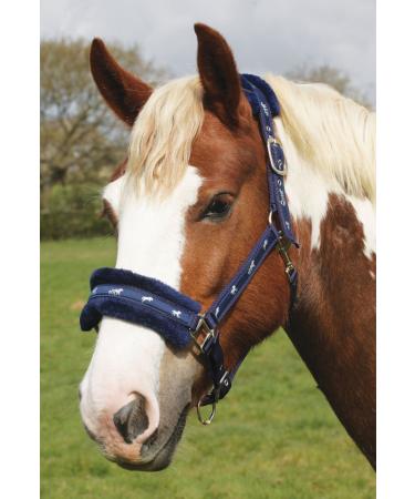 Rhinegold Logo Headcollar fleece trim Blue Cob