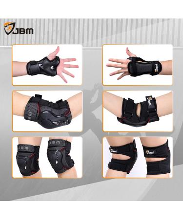 JBM Adult BMX Bike Knee Pads Elbow Pads Wrist Guards Set - Black | Protective Gear for Biking, Riding, Cycling, Multi Sports, Scooter, Skateboard - Buy Online on SooperMarket.com