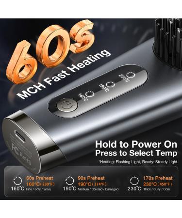 Mini Hair Straightener Brush - Wireless Straightening Brush with 3 Temperature Levels for Effortless Styling - Buy Online on SooperMarket.com