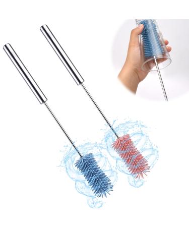 Toatelu 2 pieces of silicone bottle brush: flushing brush with a long handle and rotating function hygienic brush with flexible bottle baby bottles and food glasses