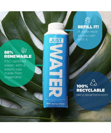 JUST Water - 100% Spring Water | Naturally Alkaline 8.0 pH | Plant-Based & BPA Free | Sustainable & Fully Recyclable Boxed Water Bottle - Eco-Friendly | 1L / 33.8 Fl Oz (Pack of 6) - Buy Online on SooperMarket.com