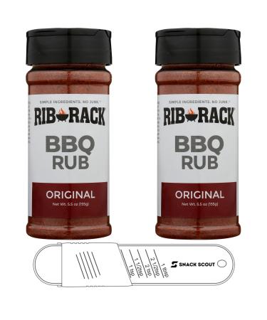 Rib Rack Seasoning Rub Original 5.5 Oz (Pack of 2) Bundle With Snack Scout Measuring Spoon