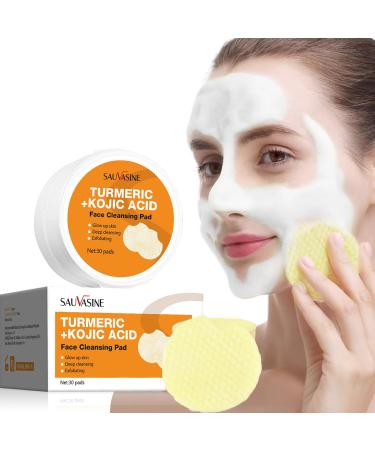 Turmeric Kojic Acid Cleansing Pads Turmeric Cleansing Pads Moisturize Face Turmeric Kojic Acid Pads Helps Balance Skin Oil And Water Upgrade Packing(Not Leak) 30pcs