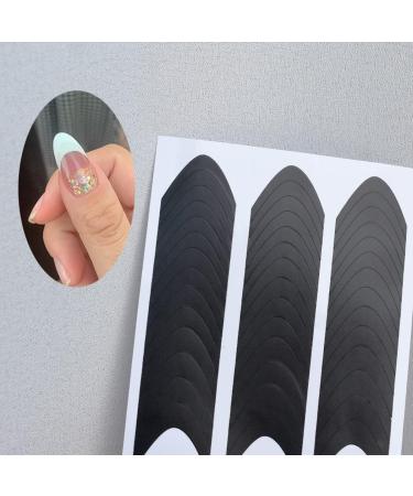 6 Pcs French Manicure Edge Stickers - Wavy Line 3D Self-Adhesive Nail Art Templates for DIY Designer Nails - V-Shaped Stencils and Fringe Decals - Buy Online on SooperMarket.com