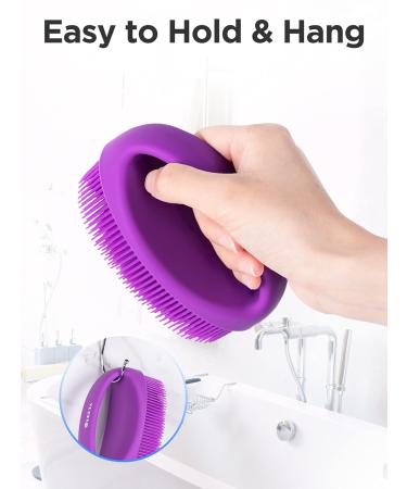 HEETA Hand-Held Body Shower Brush 2-Pack - Soft Silicone Body Scrubber for Gentle Exfoliation - Bath Brush for Men, Women, Kids - Suitable for All Skin Types - Black & Purple (Set of 2) - Buy Online on SooperMarket.com