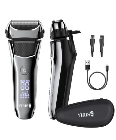 Men's Electric Shavers YIRISO Foil Shaver with Precision Trimmer Cordless Rechargeable Wet & Dry Shavers Electric Beard Trimmer for Mens Facial Waterproof LED Display Type-C USB Charging