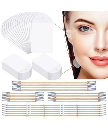 Maitys 204 Pieces Face Lift Tapes with Lifting Rope Sets 180 Pieces Face Tape Lifting Invisible Adhesive Lifting Patch Quick Face Lifting Band Neck and Eye Lift Tape for Women Ladies Face Beauty