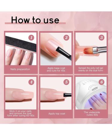 JEWHITENY 14 Colors Poly Extension Gel Nail Kit with SUN1 Lamp - All In One Poly Gel Starter Kit for Manicure Salon - Buy Online on SooperMarket.com