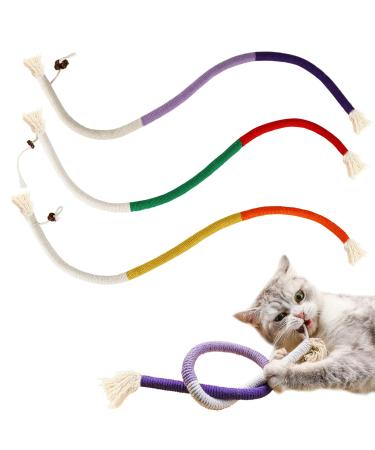 YANGCHUN Catnip Toy Bite Rope Interactive Cat Toy for Indoor Cats Kitten Teething Chew Toy Rope Filled Natural Catnip Cat Chew Teeth Cleaning Stress Release Catnip Cotton Rope Toy 3 Pcs