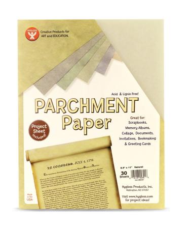 Hygloss Products Craft Parchment Paper Sheets - Printer Friendly Made in USA - 8-1/2 x 11 Inches Natural 30 Pack 30 Sheets Natural