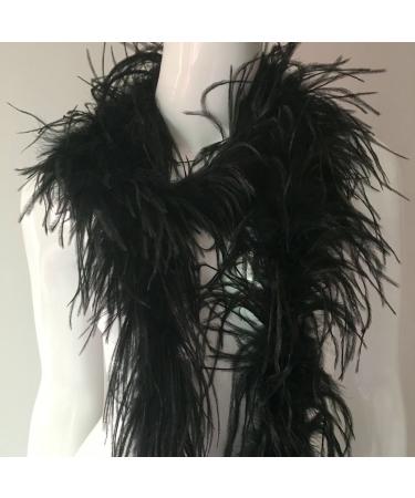 Shekyeon 2yards/lot 1.9 Meter Ostrich Feather Boa 1-Ply Costume Decoration Feather Craft(Black)