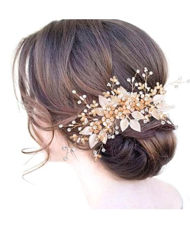 Bride Wedding Hair Comb Bridal Hair Accessories for Women Flower Rhinestone Headpiece Bridal Pearl Hair Accessories for Girls Hair Combs