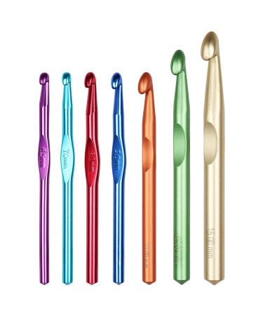 Coopay 7pcs Huge Crochet Hook Set, Large Size Metal Crochet Hooks 15mm 12mm 10mm 9.0mm 8.0mm 7.0mm 6.5mm Crocheting Hook Chunky Crochet Needles for Crocheting Blankets & Rugs, Ideal Giant Crochet Kit Aluminum:15mm 12mm 10mm 9mm 8mm 7mm 6.5mm