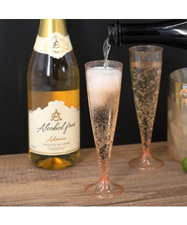 Homy Feel Rose Gold Glitter Plastic Champagne Flutes - 30 Pack, 5oz Disposable Glasses for Party & Mimosa Bar - Buy Online on SooperMarket.com