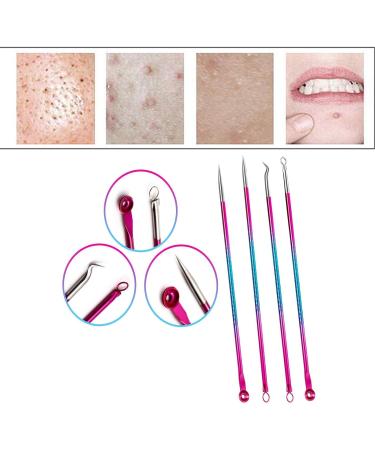 NUOMI 7 Pcs/Set Blackhead Remover Needles Stainless Steel Acne/Pimple/Comedone/Zits Fine Needles Extractor for Face Rose Forehead Cleaning Beauty Crafts with A Hard Shell Case Rainbow - Buy Online on SooperMarket.com