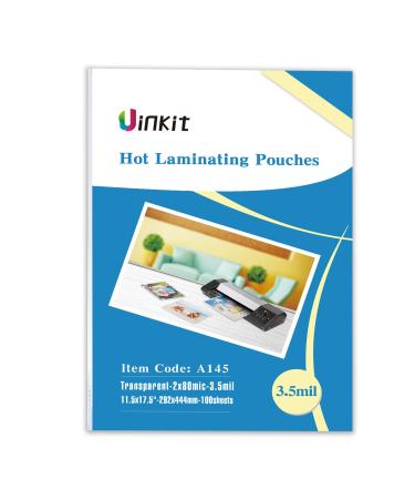 Uinkit Hot Thermal Laminating Pouches 100 Pack Laminator Sheets 11.5x17.5 Laminating Sheets 3.5Mil for Sealed 11x17 Inches Document Rounded Corner 11.5x17.5-100sheets pack