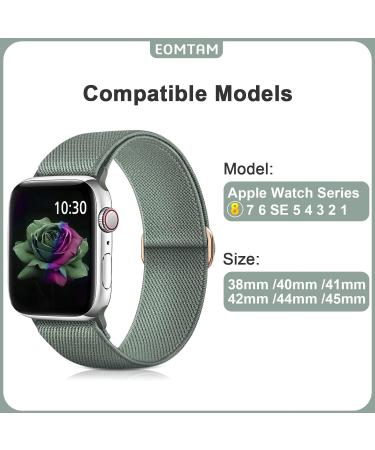 EOMTAM 5 Pack Stretchy Nylon Apple Watch Bands for Women Men - Starlight/Stone/Deep-Green/Deep-Pink/Black 38/40/41MM - Compatible with Apple Watch Series 8 7 6 SE 5 4 3 - Elastic Cloth Sport Wristbands - Buy Online on SooperMarket.com