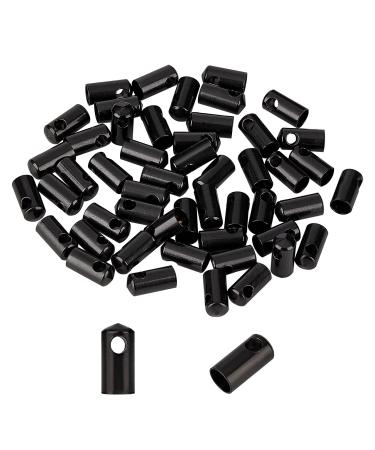 UNICRAFTALE 50pcs 304 Stainless Steel Cord Ends End Caps Metal Cord Ends Cylindrical Metal End Caps Electrophoresis Black for Jewelry Making DIY Hole 2mm 4mm Inner Black