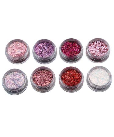 Jiacheng29 8 Tins Nail Glitter Powder Pigment for Nail Art Decoration DIY Gel Nail Supplies