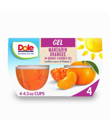 Dole Fruit Bowls Mandarin Oranges in Orange Gel, Gluten Free Healthy Snack, 4 Oz, 4 Total Cups 4.3 Ounce (Pack of 4)