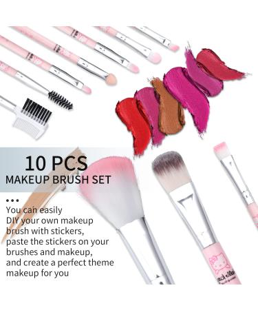 Kawaii Kitty Makeup Brush Set with Mirror Comb - 10pcs Cat Gift Set for Girls - Buy Online on SooperMarket.com