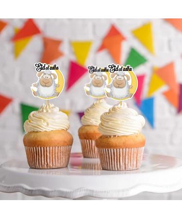 Eid Mubarak Cupcake Toppers with Sheep&Moon Design Eid Al-Adha Cupcake Topper Eid Cupcake Topper Eid Al Adha Decorations Adha Muslim Decoration Muslim Party Supplies Yellow - Buy Online on SooperMarket.com