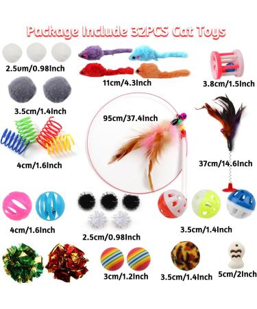 QUOZUO 32-Piece Cat Toy Variety Pack - Best Cat Toys for Kittens & Cats | International Shipping Available - Buy Online on SooperMarket.com
