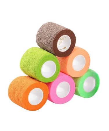 6Pcs Cohesive Bandage Pet Vet Self Adherent Bandage Wrap Bandaging Tape