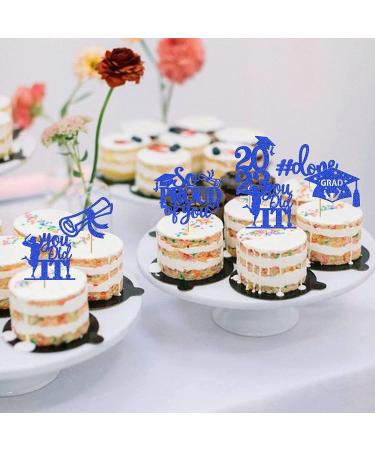 Pack of 24 Graduation Cake Decorations Graduation Cupcake Toppers Graduation Cake Decorations Cake Toppers for Graduation Parties Graduation Proms Dark Blue - Buy Online on SooperMarket.com