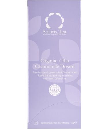 Solaris Tea - Organic Chamomile Dream | 100% Organic Whole Leaf Tea | Certified Vegan | 40x Biodegradable Stitched Teabags (1 x 60 g) - Buy Online on SooperMarket.com