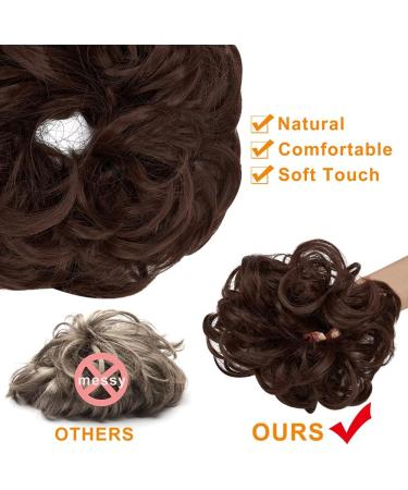 OMGREAT 2PCS Dark Auburn Updo Messy Hair Buns Curly Wavy Ponytail Extensions - Buy Online on SooperMarket.com