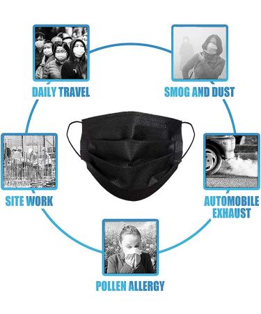 100 Pack Black Disposable Face Masks - Soft 3-Layer Earloop Mask - Individually Wrapped - Retail Packaging - Buy Online on SooperMarket.com
