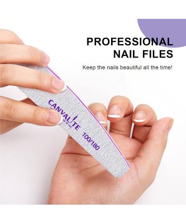 Canvalite 100 Professional Nail Files - Double-Sided Grit 100/180 Acrylic Gel for Manicure & Pet Care - 100PCs Lune - Buy Online on SooperMarket.com