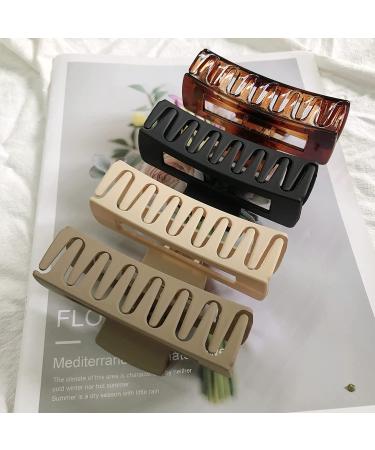Nalodu Rectangle Hair Claw Clips - 4 Inch Matte Clear No Slip Big Jaw Clip - 6 Pack for Thick Hair Women and Girls - Buy Online on SooperMarket.com