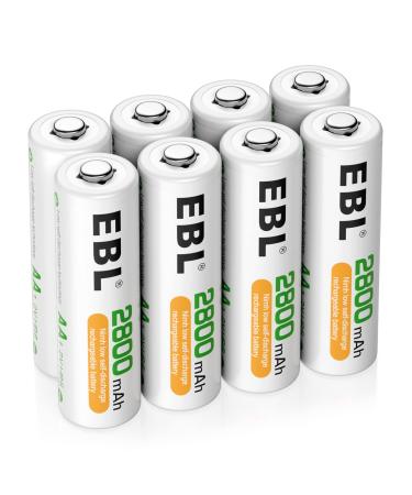 EBL 8 Pack Rechargeable Batteries AA 2800mAh High Capacity Ni-MH Double AA Batteries with Battery Case
