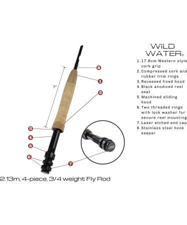 Wild Water Standard Fly Fishing Combo Starter Kit - 3 or 4 Weight, 7 Ft Graphite Rod with Accessories, Aluminum Reel, Fly Box, and Flies - Buy Online on SooperMarket.com