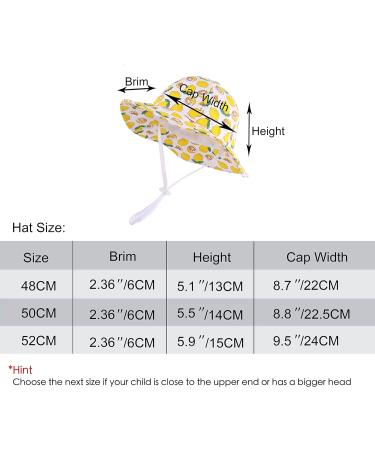 LANGZHEN Beach Sun Protection Hat for Baby Girls - Adjustable Wide Brim Play Hat with Chin Strap, White Lemon, 2-4 Years - Buy Online on SooperMarket.com