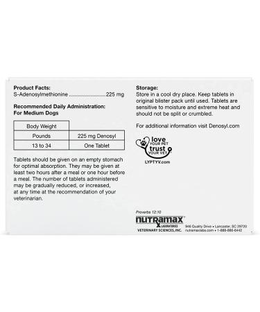 Denosyl for Dogs and Cats | Medium Dog (13-34 lbs) | 30 Tablets - Buy Online on SooperMarket.com