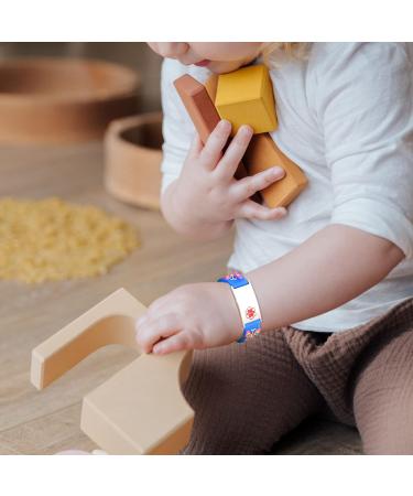 Customized Kids Safety ID Wristband | Personalized Medical Alert Bracelet for Boys & Girls | Outdoor Anti-Lost Bracelet with Cartoon Pattern | Blue Silver Butterfly Design - Buy Online on SooperMarket.com