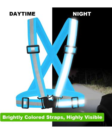 Reflective Running Vest for Women and Men | Adjustable & Lightweight | Highly Visible Safety Vest for Night Running, Jogging, Cycling, and Dog Walking - Blue - Buy Online on SooperMarket.com
