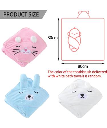 Soft Hooded Baby Towel Set - 2 Pack | Large Absorbent Bath Towels with Unique Animal Design | Perfect Newborn Essential Gift for Boys and Girls | White - Buy Online on SooperMarket.com