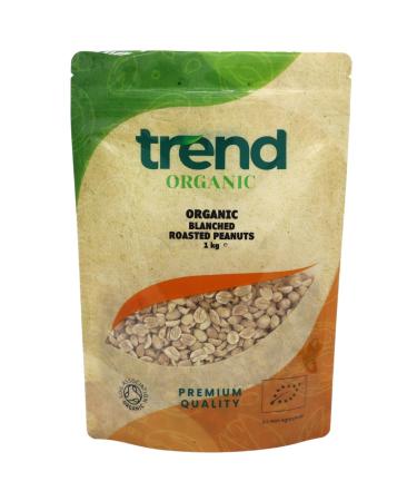 Trend Organic Blanched Roasted Peanuts - Ideal for Snacking Baking and Nutrient-Rich Recipes Certified Organic Vegan Non-GMO No Preservatives High Fibre High Protein 1kg