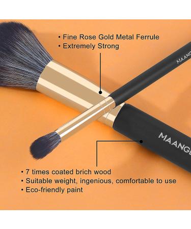 MAANGE 10-Piece Travel Makeup Brushes Set with Case - Foundation Kabuki Blush Eyeshadow Brushes, Sponge, and Cleaner (Blackgold) - Buy Online on SooperMarket.com