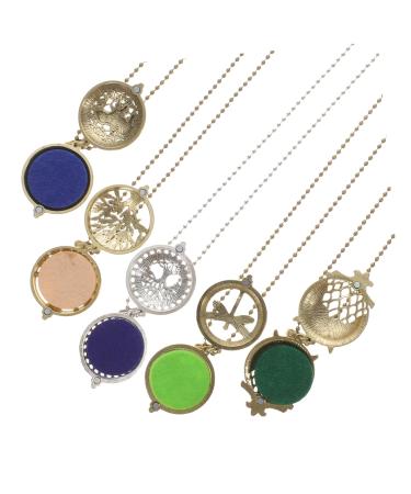PLAFOPE Disfuser Necklace 5pcs Aromatherapy Necklace Essential Oil Aroma Diffuser Necklace Car Women Choker Alloy Perfume Miss